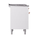ILVE 36-Inch Nostalgie II Dual Fuel Range with 6 Burners and Solid Door Oven in White with Copper Trim (UP36FQNMPWHP)