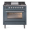 ILVE Professional Plus II 36-Inch 3.5 Cu. Ft. Freestanding Dual Fuel Range with 6 Sealed Burners in Blue Grey (UP36FWMPBG)