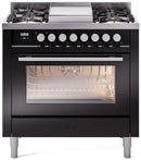 ILVE 36-Inch Professional Plus II Freestanding Dual Fuel Range with 6 Sealed Burner and Removable Griddle in Black (UP36FWMPBK)