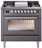 ILVE Professional Plus II 36-Inch Freestanding Dual Fuel Range with 6 Sealed Burner and Removable Griddle in Matte Graphite (UP36FWMPMG)