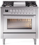 ILVE Professional Plus II 36-Inch Freestanding Dual Fuel Range with 6 Sealed Burner with Removable Griddle in Stainless Steel (UP36FWMPSS)