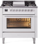 ILVE Professional Plus II 36-Inch Freestanding Dual Fuel Range with 6 Sealed Burner and Removable Griddle in White (UP36FWMPWH)