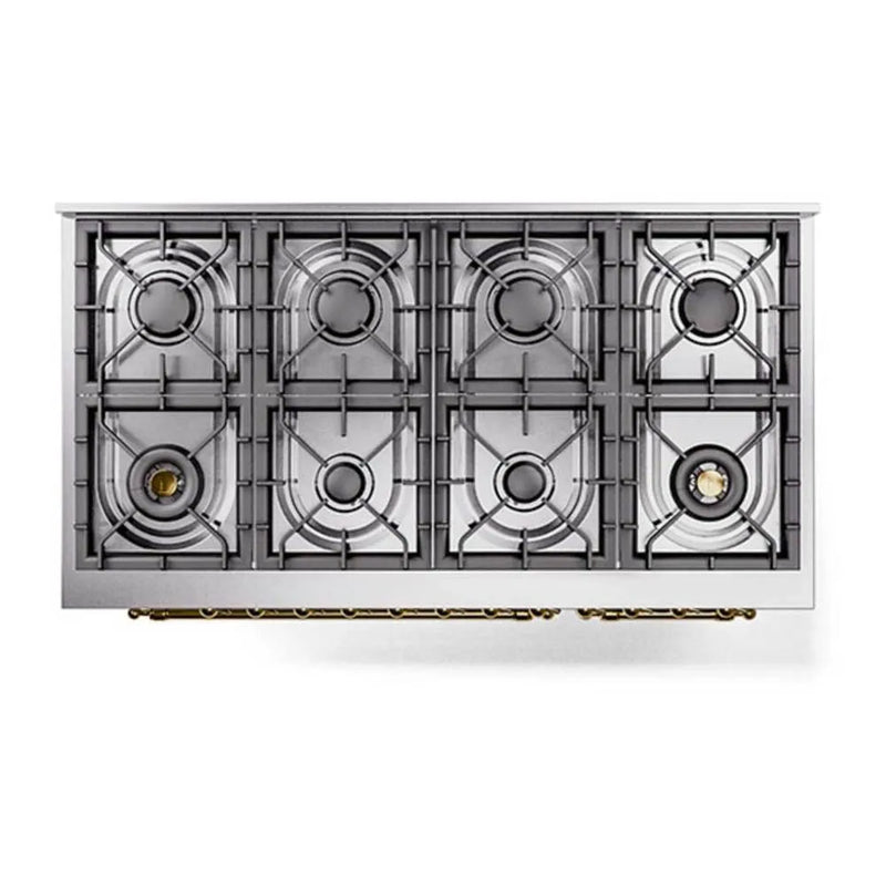 ILVE Nostalgie II Limited Edition 48-Inch Dual Fuel Range with 8 Gas Brass Burners and Electric Oven in Matte Graphite (UP488NMPMGG-LE)