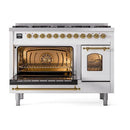 ILVE Nostalgie II Limited Edition 48-Inch Dual Fuel Range with 8 Gas Brass Burners and Electric Oven in White (UP488NMPWHG-LE)