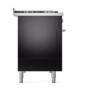 ILVE Professional Plus II 48-Inch 3.5 + 1.52 Cu. Ft. Propane Gas Dual Fuel Range with 8 Burners, Griddle and Solid Door in Glossy Black (UP48FQMPBKLP)