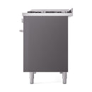 ILVE Professional Plus II 48-Inch 3.5 + 1.52 Cu. Ft. Propane Gas Dual Fuel Range with 8 Burners, Griddle and Solid Door in Graphite Matte (UP48FQMPMGLP)