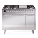 ILVE Professional Plus II 48-Inch 3.5 + 1.52 Cu. Ft. Propane Gas Dual Fuel Range with 8 Burners, Griddle and Solid Door in Stainless Steel (UP48FQMPSSLP)