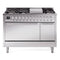 ILVE Professional Plus II 48-Inch 3.5 + 1.52 Cu. Ft. Dual Fuel Range with 8 Burners, Griddle and Solid Door Oven in Stainless Steel (UP48FQMPSS)