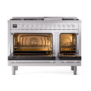 ILVE Professional Plus II 48-Inch 3.5 + 1.52 Cu. Ft. Propane Gas Dual Fuel Range with 8 Burners, Griddle and Solid Door in Stainless Steel (UP48FQMPSSLP)
