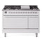 ILVE Professional Plus II 48-Inch 3.5 + 1.52 Cu. Ft. Dual Fuel Range with 8 Burners, Griddle and Solid Door Oven in White (UP48FQMPWH)