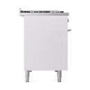 ILVE Professional Plus II 48-Inch 3.5 + 1.52 Cu. Ft. Propane Gas Dual Fuel Range with 8 Burners, Griddle and Solid Door in White (UP48FQMPWHLP)