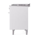 ILVE Professional Plus II 48-Inch 3.5 + 1.52 Cu. Ft. Propane Gas Dual Fuel Range with 8 Burners, Griddle and Solid Door in White (UP48FQMPWHLP)