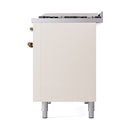 ILVE Nostalgie II 48 inch Propane Gas Range with 6 Sealed Burners, Griddle with Triple Glass Door in Antique White with Burnished Trim