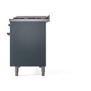 ILVE 48-Inch Nostalgie II Dual Fuel Range with 8 Burners, Griddle, and Solid Door Oven in Blue Grey with Copper Trim (UP48FQNMPBGP)