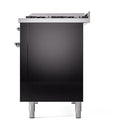ILVE Nostalgie II 48 inch Propane Gas Range with 6 Sealed Burners, Griddle with Triple Glass Door in Glossy Black with Chrome Trim
