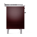 ILVE 48-Inch Nostalgie II Dual Fuel Range with 8 Burners, Griddle, and Solid Door Oven in Burgundy with Chrome Trim (UP48FQNMPBUC)