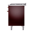 ILVE 48-Inch Nostalgie II Dual Fuel Range with 8 Burners, Griddle, and Solid Door Oven in Burgundy with Copper Trim (UP48FQNMPBUP)