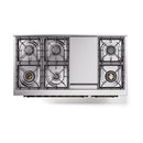 ILVE 48-Inch Nostalgie II Dual Fuel Range with 8 Burners, Griddle, and Solid Door Oven in Emerald Green with Bronze Trim (UP48FQNMPEGB)