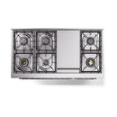 ILVE Nostalgie II 48 inch Propane Gas Range with 6 Sealed Burners, Griddle with Triple Glass Door in Emerald Green with Chrome Trim