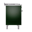 ILVE Nostalgie II 48 inch Propane Gas Range with 6 Sealed Burners, Griddle with Triple Glass Door in Emerald Green with Chrome Trim