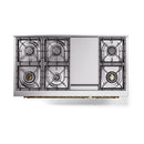 ILVE Nostalgie II 48 inch Propane Gas Range with 6 Sealed Burners, Griddle with Triple Glass Door in Emerald Green with Brass Trim