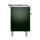 ILVE Nostalgie II 48 inch Propane Gas Range with 6 Sealed Burners, Griddle with Triple Glass Door in Emerald Green with Copper Trim