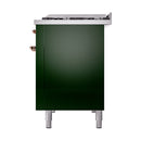 ILVE Nostalgie II 48 inch Propane Gas Range with 6 Sealed Burners, Griddle with Triple Glass Door in Emerald Green with Copper Trim