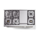 ILVE Nostalgie II 48 inch Propane Gas Range with 6 Sealed Burners, Griddle with Triple Glass Door in Midnight Blue with Burnished Trim