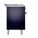 ILVE Nostalgie II 48 inch Propane Gas Range with 6 Sealed Burners, Griddle with Triple Glass Door in Midnight Blue with Burnished Trim