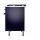 ILVE Nostalgie II 48 inch Propane Gas Range with 6 Sealed Burners, Griddle with Triple Glass Door in Midnight Blue with Burnished Trim