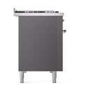 ILVE 48-Inch Nostalgie II Dual Fuel Range with 8 Burners, Griddle, and Solid Door Oven in Matte Graphite with Chrome Trim (UP48FQNMPMGC)