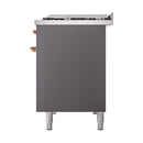 ILVE Nostalgie II 48 inch Propane Gas Range with 6 Sealed Burners, Griddle with Triple Glass Door in Graphite Matte with Copper Trim