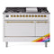 ILVE Nostalgie II 48 inch Propane Gas Range with 6 Sealed Burners, Griddle with Triple Glass Door in RAL with Brass Trim