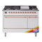 ILVE Nostalgie II 48 inch Propane Gas Range with 6 Sealed Burners, Griddle with Triple Glass Door in RAL with Copper Trim