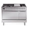 ILVE 48-Inch Nostalgie II Dual Fuel Range with 8 Burners, Griddle, and Solid Door Oven in Stainless Steel with Chrome Trim (UP48FQNMPSSC)