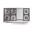 ILVE Nostalgie II 48 inch Propane Gas Range with 6 Sealed Burners, Griddle with Triple Glass Door in Stainless Steel with Copper Trim