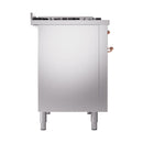 ILVE 48-Inch Nostalgie II Dual Fuel Range with 8 Burners, Griddle, and Solid Door Oven in Stainless Steel with Copper Trim (UP48FQNMPSSP)