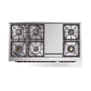 ILVE Nostalgie II 48 inch Propane Gas Range with 6 Sealed Burners, Griddle with Triple Glass Door in White with Burnished Trim