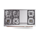 ILVE Nostalgie II 48 inch Propane Gas Range with 6 Sealed Burners, Griddle with Triple Glass Door in White with Copper Trim
