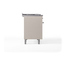 ILVE Nostalgie II 48 inch Propane Gas Range with 8 Sealed Burners, Griddle with Triple Glass Door in Antique White with Chrome Trim