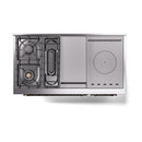 ILVE Nostalgie II 48-Inch Dual Fuel Freestanding Range with Removable Griddle in Blue Grey with Bronze Trim (UP48FSNMPBGB)