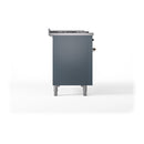 ILVE Nostalgie II 48-Inch Dual Fuel Freestanding Range with Removable Griddle in Blue Grey with Bronze Trim (UP48FSNMPBGB)