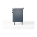 ILVE Nostalgie II 48-Inch Dual Fuel Freestanding Range with Removable Griddle in Blue Grey with Bronze Trim (UP48FSNMPBGB)