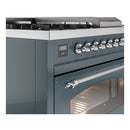 ILVE Nostalgie II 48-Inch Dual Fuel Freestanding Range with Removable Griddle in Blue Grey with Chrome Trim (UP48FSNMPBGC)