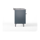 ILVE Nostalgie II 48-Inch Dual Fuel Freestanding Range with Removable Griddle in Blue Grey with Chrome Trim (UP48FSNMPBGC)