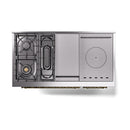 ILVE Nostalgie II 48-Inch Dual Fuel Freestanding Range with Removable Griddle in Blue Grey with Brass Trim (UP48FSNMPBGG)