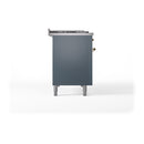 ILVE Nostalgie II 48-Inch Dual Fuel Freestanding Range with Removable Griddle in Blue Grey with Brass Trim (UP48FSNMPBGG)