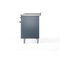 ILVE Nostalgie II 48-Inch Dual Fuel Freestanding Range with Removable Griddle in Blue Grey with Copper Trim (UP48FSNMPBGP)