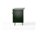 ILVE Nostalgie II 48-Inch  Propane Gas Dual Fuel Range  with 5 Burners, Griddle, & French Top with Triple Glass Door Oven in Emerald Green with Brass Trim (UP48FSNMPEGG)