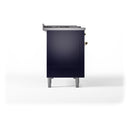 ILVE Nostalgie II 48 inch Propane Gas Range with 8 Sealed Burners, Griddle with Triple Glass Door in Midnight Blue with Brass Trim